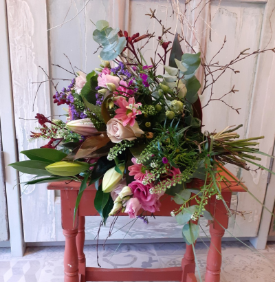 Pink Purple Tied - Pink and purple tied bunch. What a stunner this bouquet is. Our Pink and Purple hand-tied natural bunch bouquet is an ever popular design.